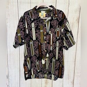 Coconut Pier By Top Image USA Vintage Men’s Surf Board Print Button Up Shirt